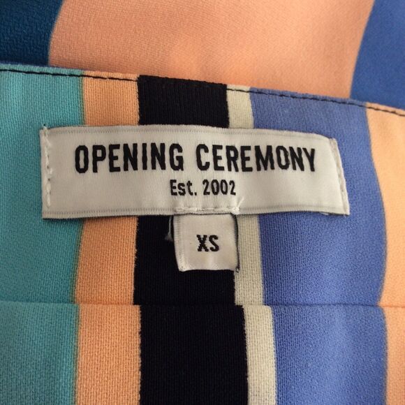 Opening Ceremony Skirt Striped Draped Zip Front Knee Length - Picture 6 of 8